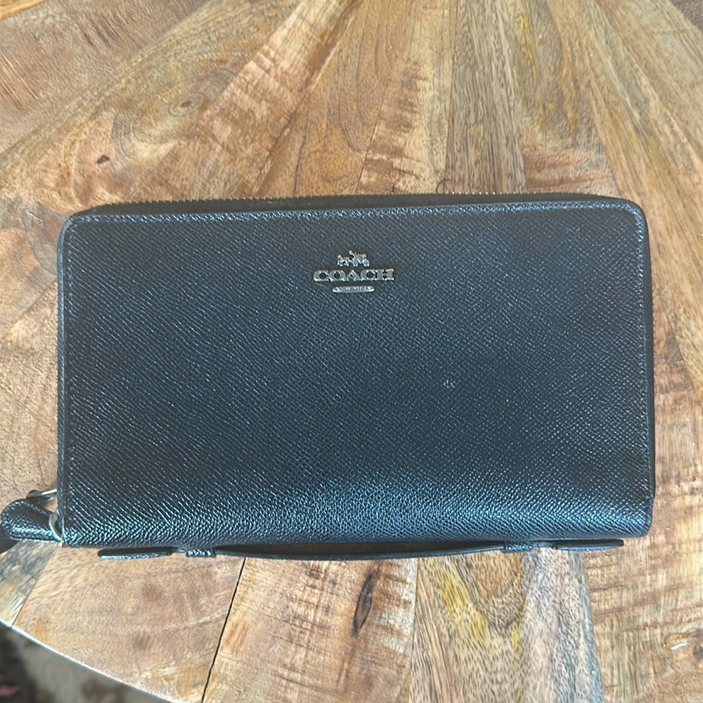 Black Coach double zip wallet
